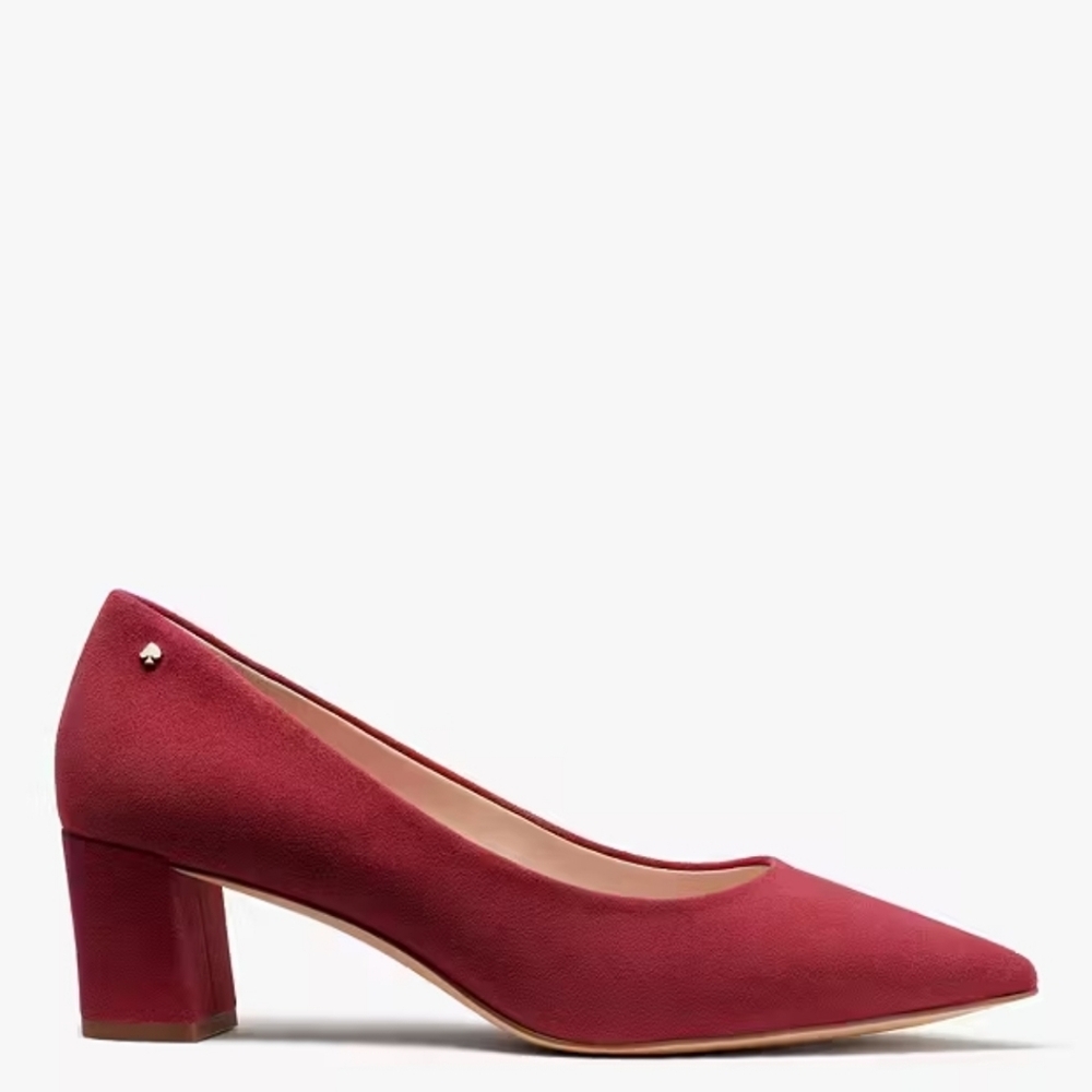 Kate Spade "Moulin" Fuschia Suede Pumps Block Heel Designer | Women's Size 7B - Picture 2 of 13
